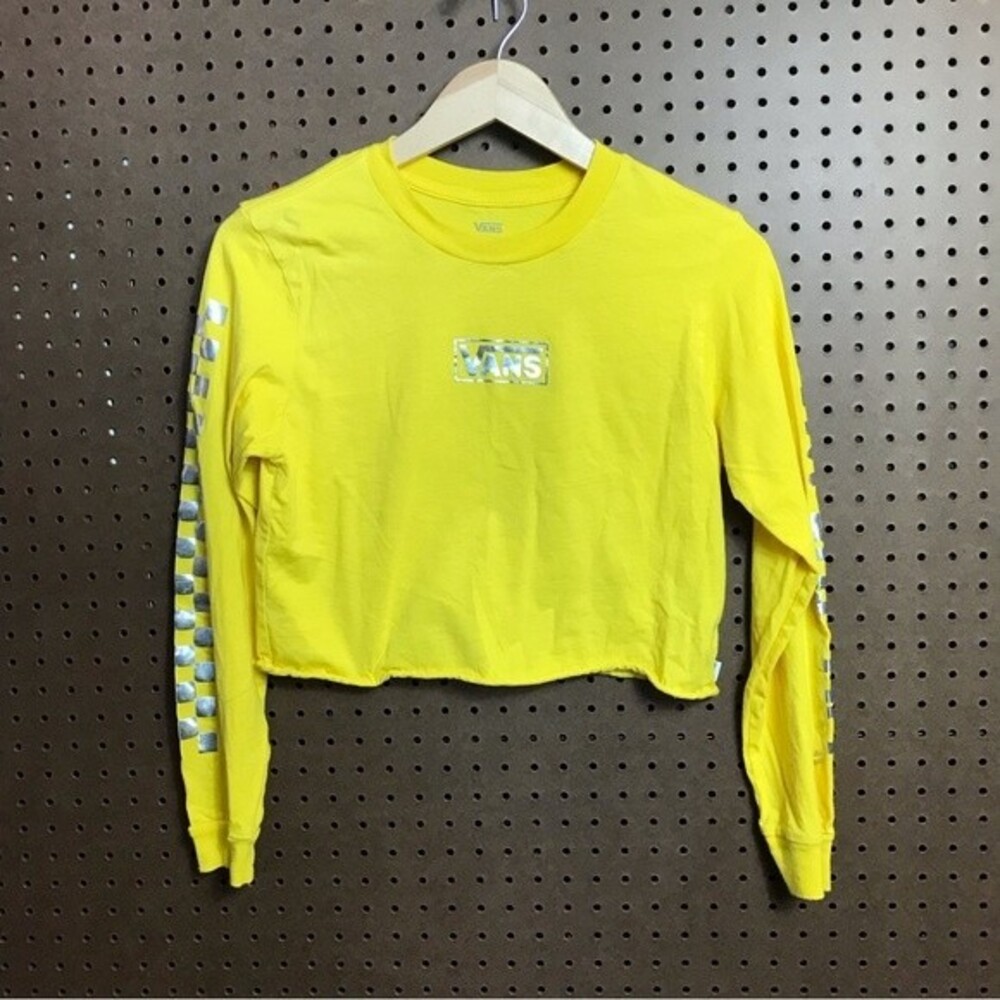 Vans Yellow‎ Iridescent Long Sleeve Crop Top small